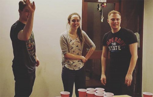 Members of the WCR playing beerpong