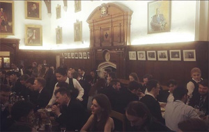 WCR members at a meal in Hall